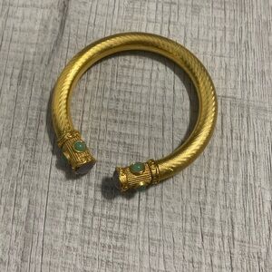 Gold Tone Cable Green Lavender Cuff Bracelet